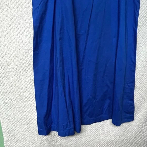 LOFT Royal Blue Flutter Sleeve Split Neck Swing Dress Large Cotton Blend NWT - Picture 11 of 11